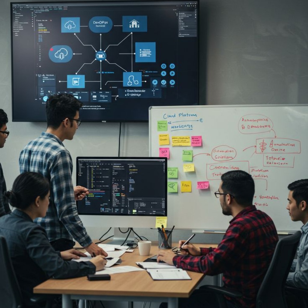 Équipe de développeurs collaborant sur des projets DevOps